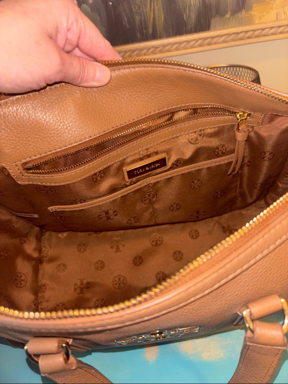 Tory Burch Tan Leather Top-Handle Crossbody Satchel - Picture 2 of 3